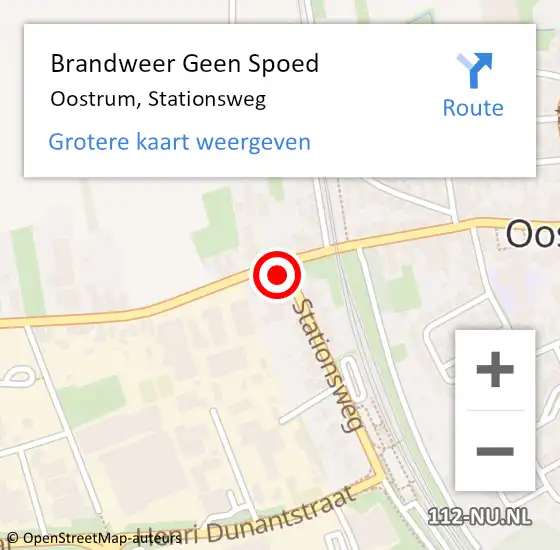 Locatie op kaart van de 112 melding: Brandweer Geen Spoed Naar Oostrum, Stationsweg op 18 februari 2022 17:14