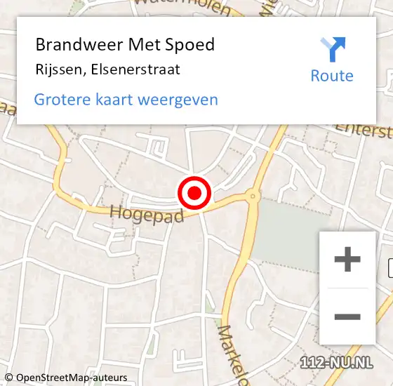 Locatie op kaart van de 112 melding: Brandweer Met Spoed Naar Rijssen, Elsenerstraat op 18 februari 2022 17:14