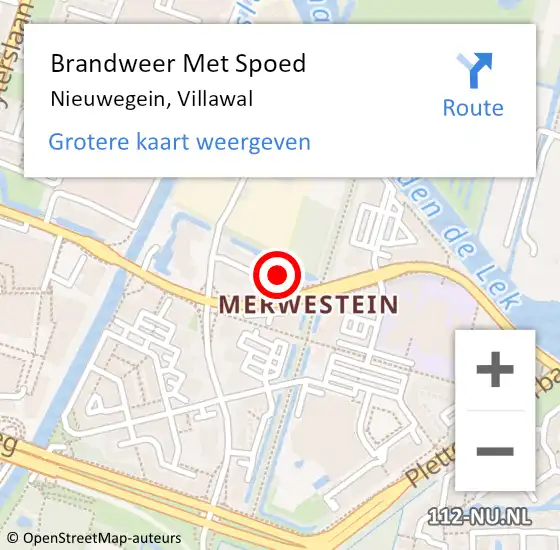 Locatie op kaart van de 112 melding: Brandweer Met Spoed Naar Nieuwegein, Villawal op 18 februari 2022 17:14