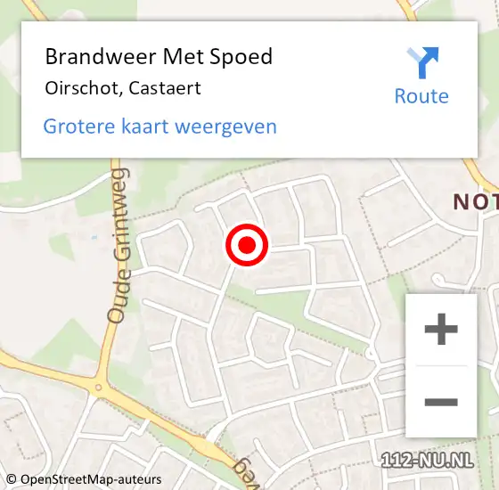 Locatie op kaart van de 112 melding: Brandweer Met Spoed Naar Oirschot, Castaert op 18 februari 2022 17:15