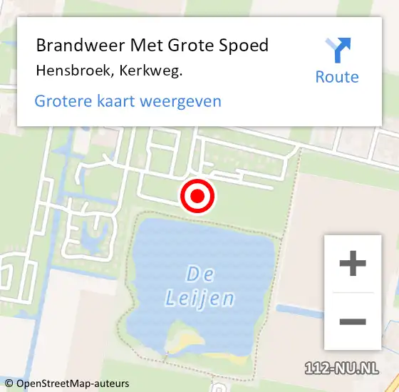 Locatie op kaart van de 112 melding: Brandweer Met Grote Spoed Naar Hensbroek, Kerkweg. op 18 februari 2022 17:15