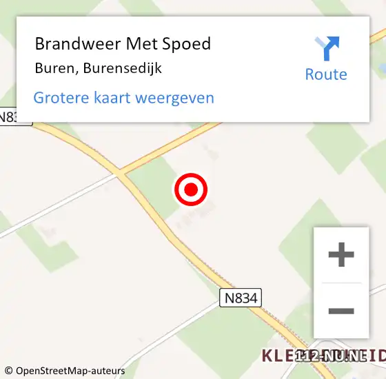 Locatie op kaart van de 112 melding: Brandweer Met Spoed Naar Buren, Burensedijk op 18 februari 2022 17:17