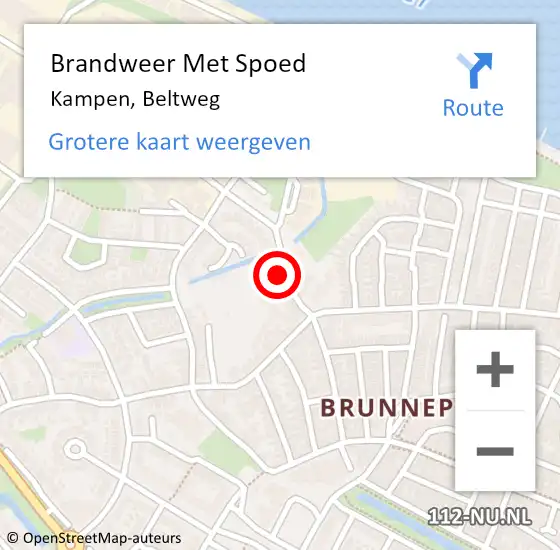 Locatie op kaart van de 112 melding: Brandweer Met Spoed Naar Kampen, Beltweg op 18 februari 2022 17:17