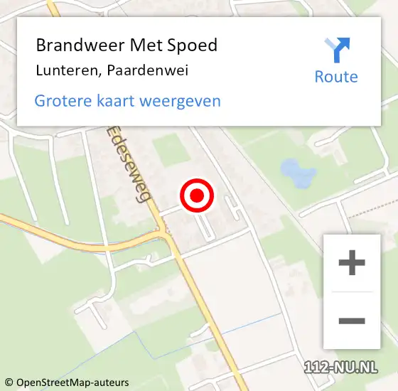 Locatie op kaart van de 112 melding: Brandweer Met Spoed Naar Lunteren, Paardenwei op 18 februari 2022 17:17