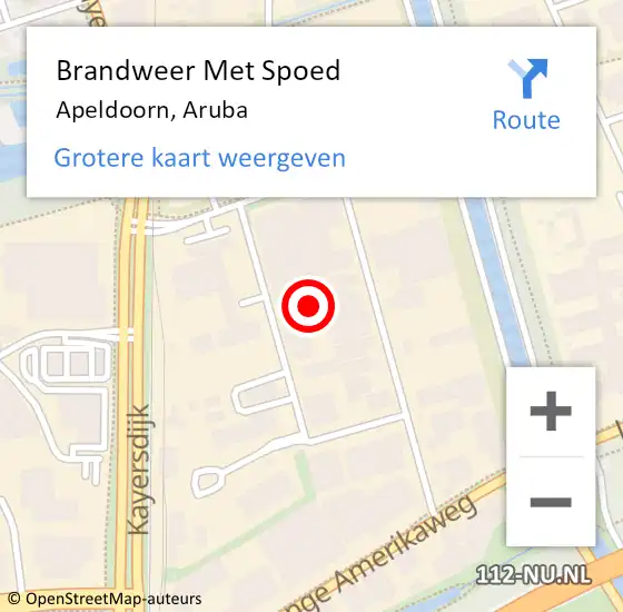 Locatie op kaart van de 112 melding: Brandweer Met Spoed Naar Apeldoorn, Aruba op 18 februari 2022 17:18