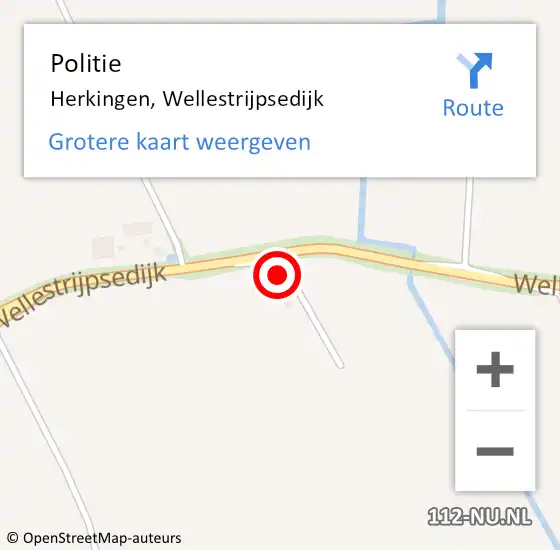 Locatie op kaart van de 112 melding: Politie Herkingen, Wellestrijpsedijk op 18 februari 2022 17:19