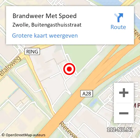 Locatie op kaart van de 112 melding: Brandweer Met Spoed Naar Zwolle, Buitengasthuisstraat op 18 februari 2022 17:20