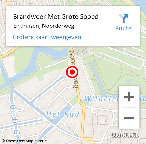 Locatie op kaart van de 112 melding: Brandweer Met Grote Spoed Naar Enkhuizen, Noorderweg op 18 februari 2022 17:20