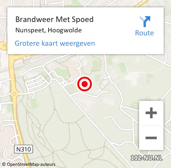 Locatie op kaart van de 112 melding: Brandweer Met Spoed Naar Nunspeet, Hoogwolde op 18 februari 2022 17:20