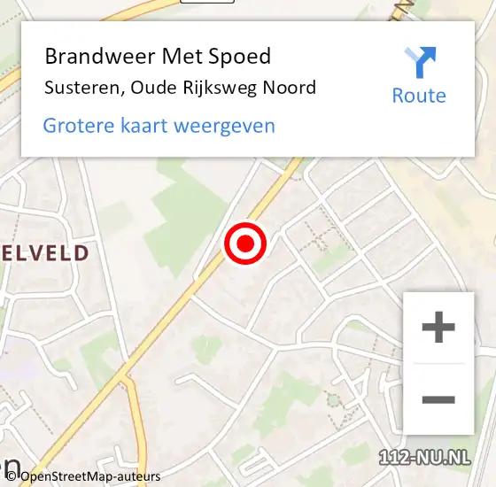 Locatie op kaart van de 112 melding: Brandweer Met Spoed Naar Susteren, Oude Rijksweg Noord op 18 februari 2022 17:21