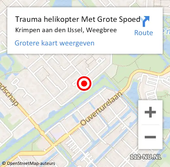 Locatie op kaart van de 112 melding: Trauma helikopter Met Grote Spoed Naar Krimpen aan den IJssel, Weegbree op 18 februari 2022 17:22