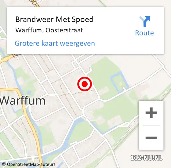 Locatie op kaart van de 112 melding: Brandweer Met Spoed Naar Warffum, Oosterstraat op 18 februari 2022 17:22