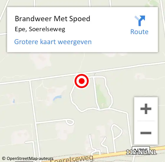 Locatie op kaart van de 112 melding: Brandweer Met Spoed Naar Epe, Soerelseweg op 18 februari 2022 17:23