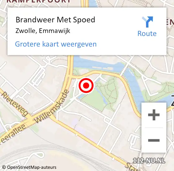 Locatie op kaart van de 112 melding: Brandweer Met Spoed Naar Zwolle, Emmawijk op 18 februari 2022 17:23