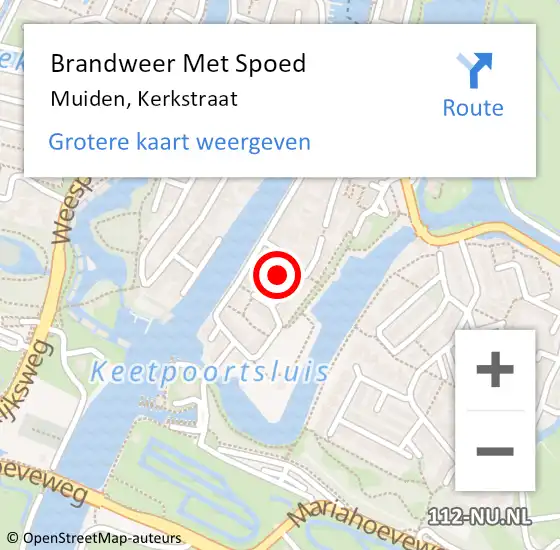 Locatie op kaart van de 112 melding: Brandweer Met Spoed Naar Muiden, Kerkstraat op 18 februari 2022 17:23