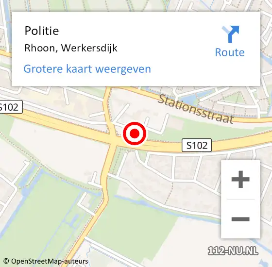 Locatie op kaart van de 112 melding: Politie Rhoon, Werkersdijk op 18 februari 2022 17:25