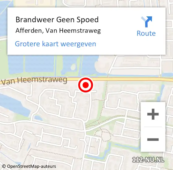 Locatie op kaart van de 112 melding: Brandweer Geen Spoed Naar Afferden, Van Heemstraweg op 18 februari 2022 17:25