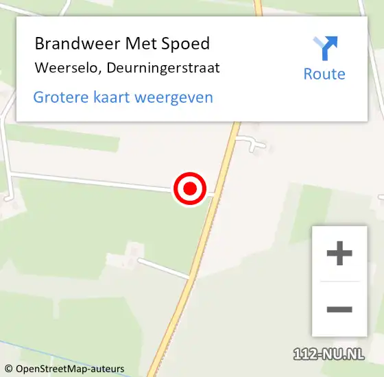 Locatie op kaart van de 112 melding: Brandweer Met Spoed Naar Weerselo, Deurningerstraat op 18 februari 2022 17:27