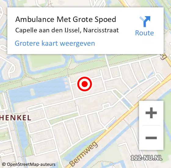 Locatie op kaart van de 112 melding: Ambulance Met Grote Spoed Naar Capelle aan den IJssel, Narcisstraat op 18 februari 2022 17:27
