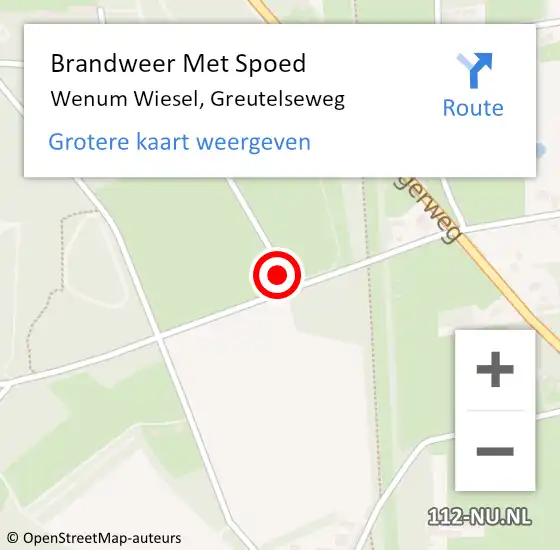 Locatie op kaart van de 112 melding: Brandweer Met Spoed Naar Wenum Wiesel, Greutelseweg op 18 februari 2022 17:28
