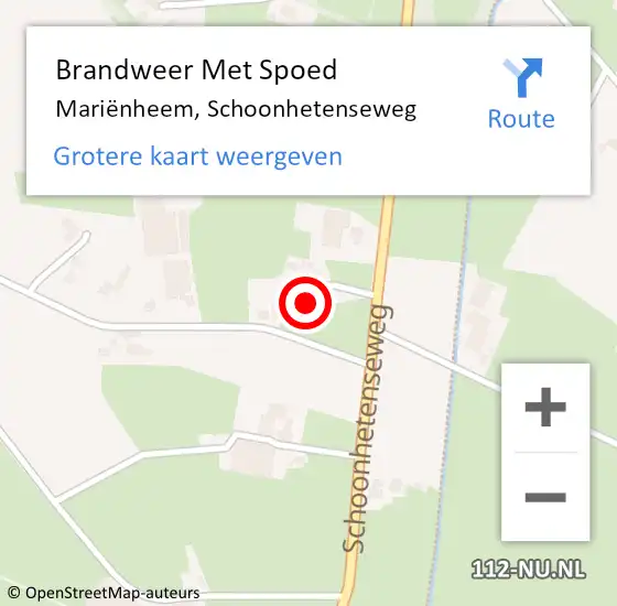 Locatie op kaart van de 112 melding: Brandweer Met Spoed Naar Mariënheem, Schoonhetenseweg op 18 februari 2022 17:28