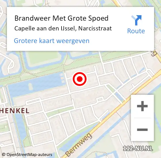 Locatie op kaart van de 112 melding: Brandweer Met Grote Spoed Naar Capelle aan den IJssel, Narcisstraat op 18 februari 2022 17:30