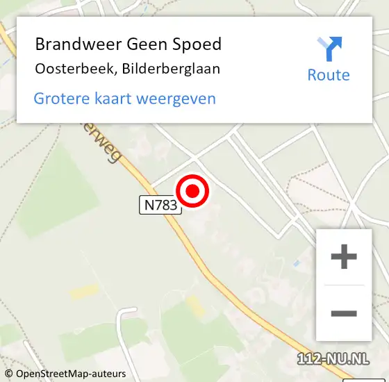 Locatie op kaart van de 112 melding: Brandweer Geen Spoed Naar Oosterbeek, Bilderberglaan op 18 februari 2022 17:31