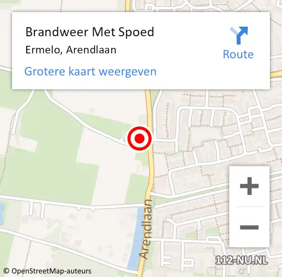 Locatie op kaart van de 112 melding: Brandweer Met Spoed Naar Ermelo, Arendlaan op 18 februari 2022 17:32