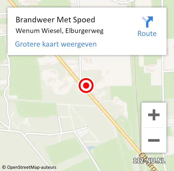 Locatie op kaart van de 112 melding: Brandweer Met Spoed Naar Wenum Wiesel, Elburgerweg op 18 februari 2022 17:32