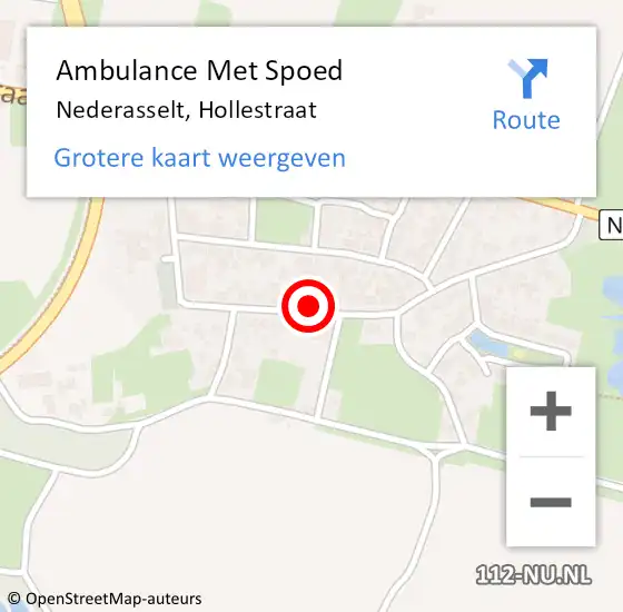 Locatie op kaart van de 112 melding: Ambulance Met Spoed Naar Nederasselt, Hollestraat op 18 februari 2022 17:32