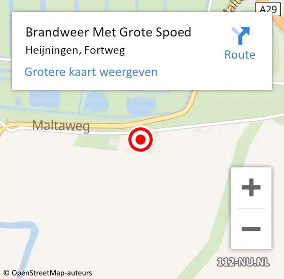 Locatie op kaart van de 112 melding: Brandweer Met Grote Spoed Naar Heijningen, Fortweg op 18 februari 2022 17:34