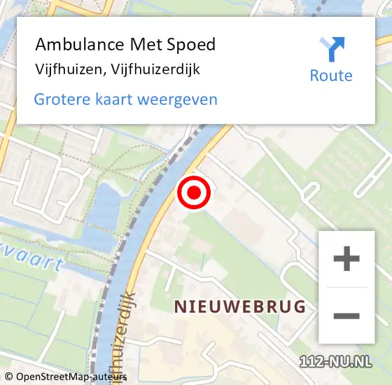 Locatie op kaart van de 112 melding: Ambulance Met Spoed Naar Vijfhuizen, Vijfhuizerdijk op 18 februari 2022 17:35