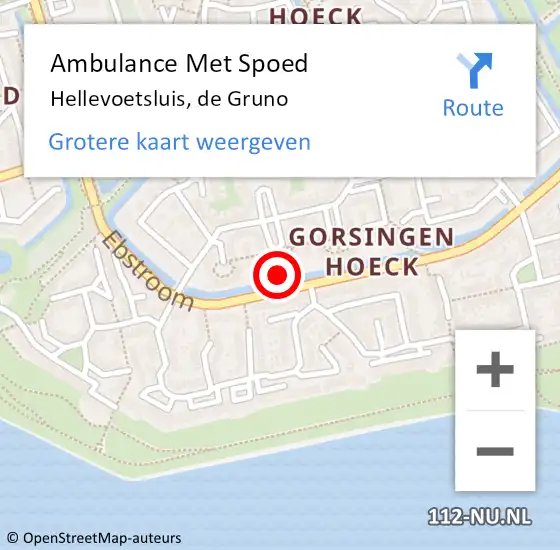 Locatie op kaart van de 112 melding: Ambulance Met Spoed Naar Hellevoetsluis, de Gruno op 18 februari 2022 17:35