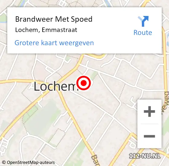 Locatie op kaart van de 112 melding: Brandweer Met Spoed Naar Lochem, Emmastraat op 18 februari 2022 17:37