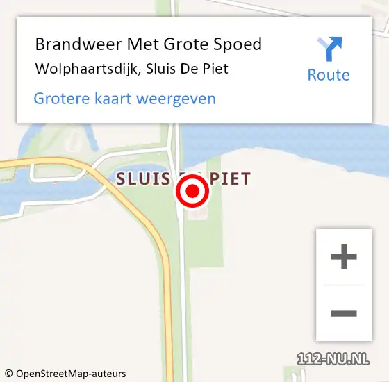 Locatie op kaart van de 112 melding: Brandweer Met Grote Spoed Naar Wolphaartsdijk, Sluis De Piet op 18 februari 2022 17:38