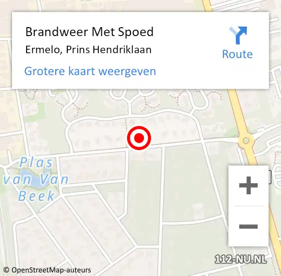 Locatie op kaart van de 112 melding: Brandweer Met Spoed Naar Ermelo, Prins Hendriklaan op 18 februari 2022 17:38