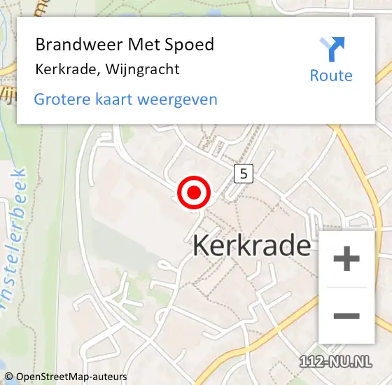 Locatie op kaart van de 112 melding: Brandweer Met Spoed Naar Kerkrade, Wijngracht op 18 februari 2022 17:39