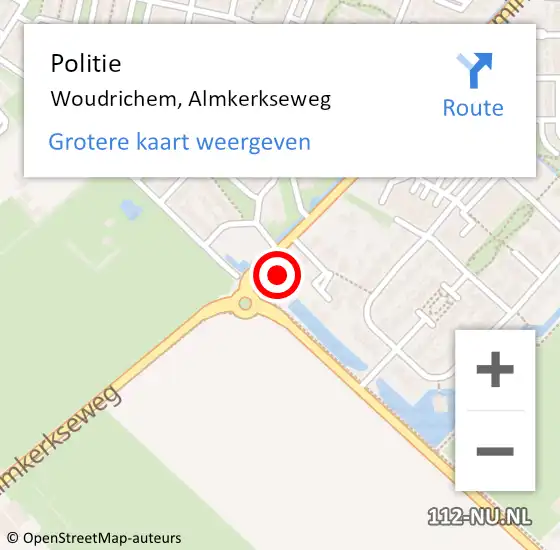 Locatie op kaart van de 112 melding: Politie Woudrichem, Almkerkseweg op 18 februari 2022 17:39