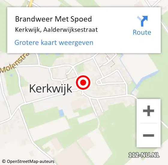 Locatie op kaart van de 112 melding: Brandweer Met Spoed Naar Kerkwijk, Aalderwijksestraat op 18 februari 2022 17:40