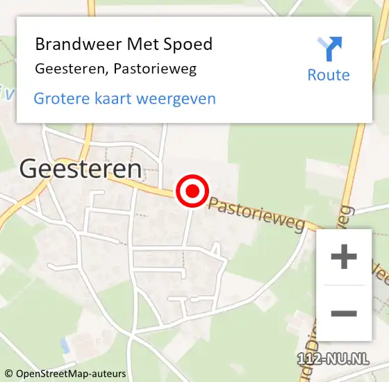 Locatie op kaart van de 112 melding: Brandweer Met Spoed Naar Geesteren, Pastorieweg op 18 februari 2022 17:41