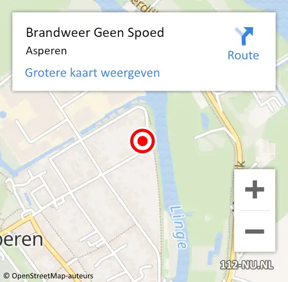 Locatie op kaart van de 112 melding: Brandweer Geen Spoed Naar Asperen op 18 februari 2022 17:41