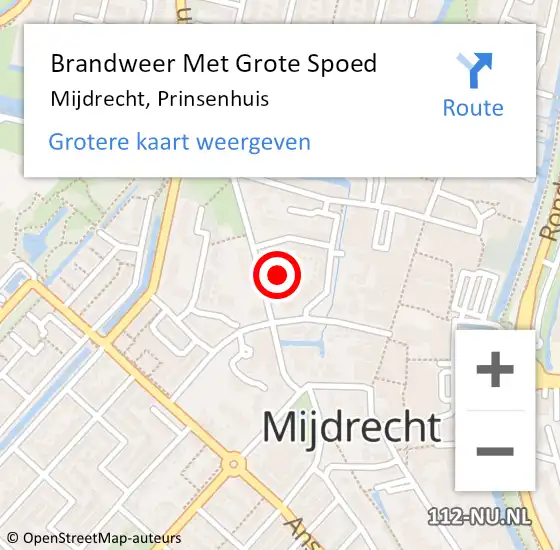 Locatie op kaart van de 112 melding: Brandweer Met Grote Spoed Naar Mijdrecht, Prinsenhuis op 18 februari 2022 17:41