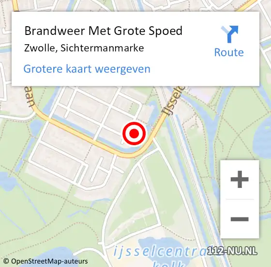 Locatie op kaart van de 112 melding: Brandweer Met Grote Spoed Naar Zwolle, Sichtermanmarke op 18 februari 2022 17:42