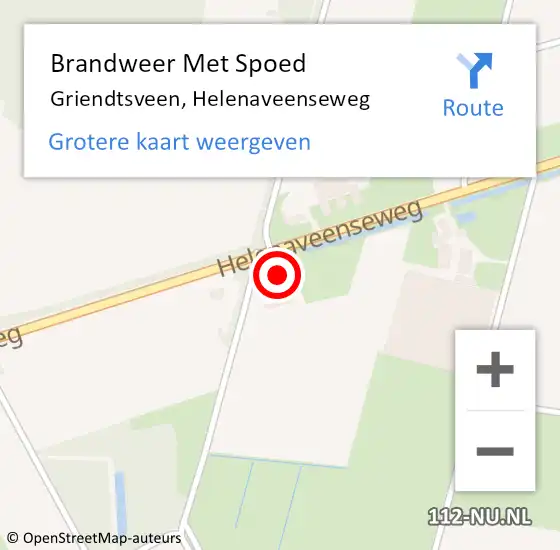 Locatie op kaart van de 112 melding: Brandweer Met Spoed Naar Griendtsveen, Helenaveenseweg op 18 februari 2022 17:42
