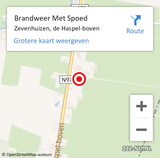 Locatie op kaart van de 112 melding: Brandweer Met Spoed Naar Zevenhuizen, de Haspel-boven op 18 februari 2022 17:43