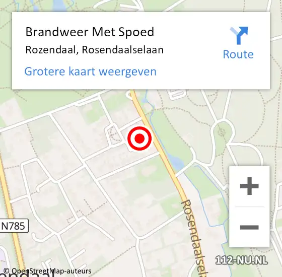 Locatie op kaart van de 112 melding: Brandweer Met Spoed Naar Rozendaal, Rosendaalselaan op 18 februari 2022 17:44