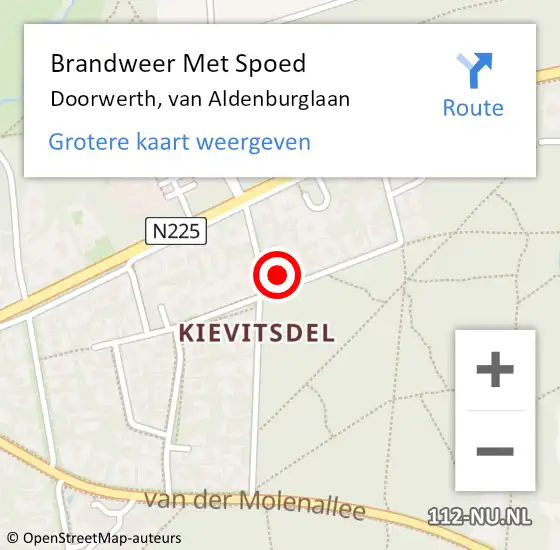 Locatie op kaart van de 112 melding: Brandweer Met Spoed Naar Doorwerth, van Aldenburglaan op 18 februari 2022 17:44