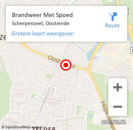 Locatie op kaart van de 112 melding: Brandweer Met Spoed Naar Scherpenzeel, Oosteinde op 18 februari 2022 17:46