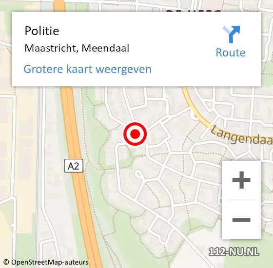 Locatie op kaart van de 112 melding: Politie Maastricht, Meendaal op 18 februari 2022 17:47