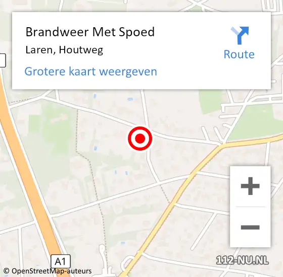 Locatie op kaart van de 112 melding: Brandweer Met Spoed Naar Laren, Houtweg op 18 februari 2022 17:47